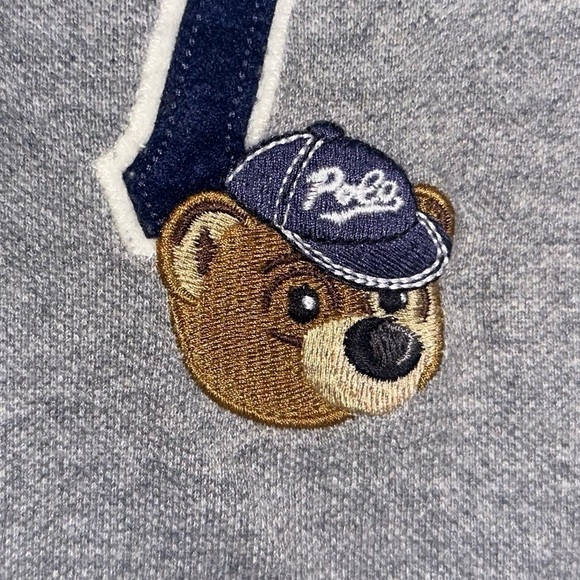 Ralph Lauren Polo Logo Embroidered Bear Baseball Long Sleeve Cotton Onesie Sz 9M - Picture 6 of 8
